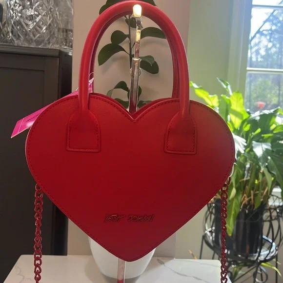 Betsey Johnson Heart Crossbody Red Purse w/ Rhinestones COLOVY-R NWT - Picture 6 of 17